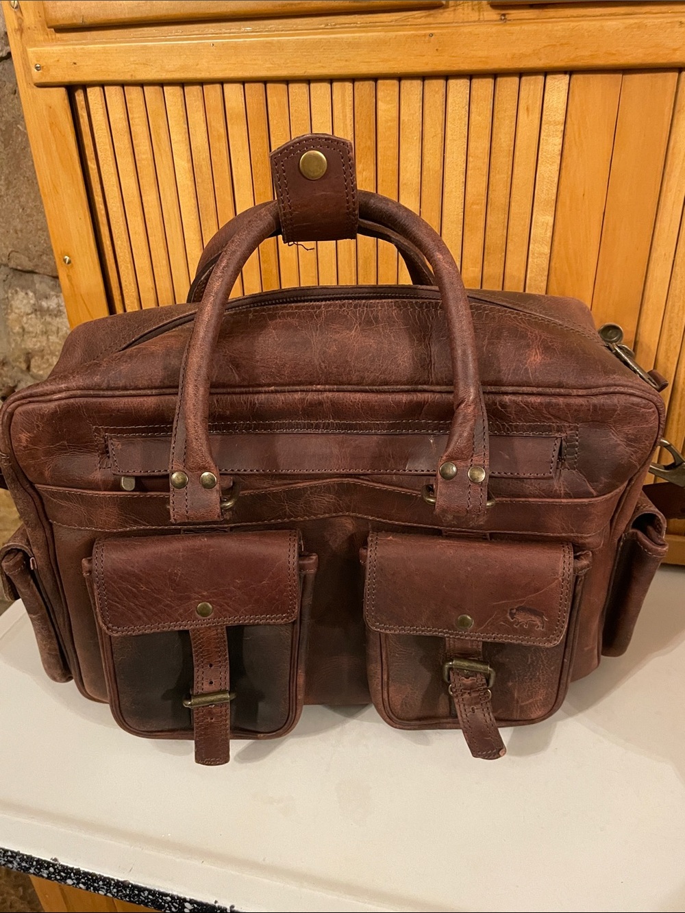 Buffalo Jackson NWOT Premium Brown Leather Briefcase